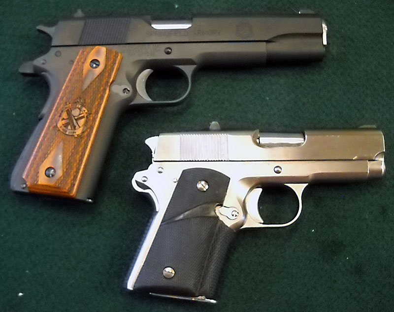 Size comparison. Top: Full-size M1911A1. Bottom: Detonics Combat Master.